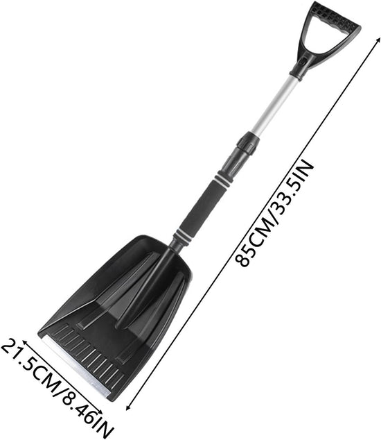 Folding Snow Shovel - Large Capacity | Lightweight & Portable - Wide Snow Clearing Range with Ergonomic D-Shaped Handle and Aluminum Blade - Snow Shovel for Outdoors, Cars, Gardens, Camping, Driveways(Black)