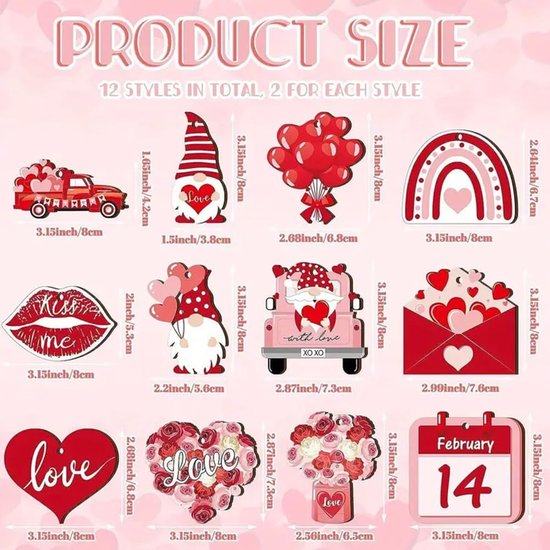 24-Piece Wooden Valentine&