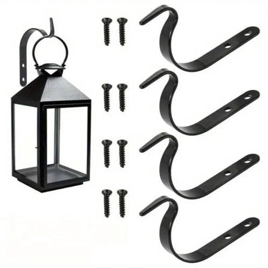 Hanging hooks - Set of 4 - Wall mounting - Suitable for bird feeders - Black - Suitable for indoor and outdoor use