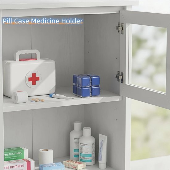 Medicine box - 7-day medicine box - Weekly pill box - Portable pill box for travel - Easy to open - 8 compartments - For storing vitamins and medicines - Blue