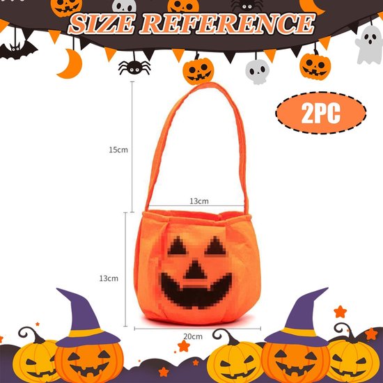 2-Pack Halloween Pumpkin Candy Bags - Halloween Pumpkin Bag Magic Candy Bags - Candy Bags - Pumpkin Collection Bags - Suitable for Halloween Party Masquerade Decorations