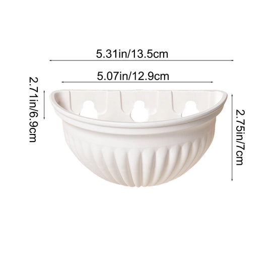 Semi-Circular Hanging Planters for Indoor Outdoor Plants, Wall Mount Flower Pot Holder Hanger for Indoor and Outdoor Use White