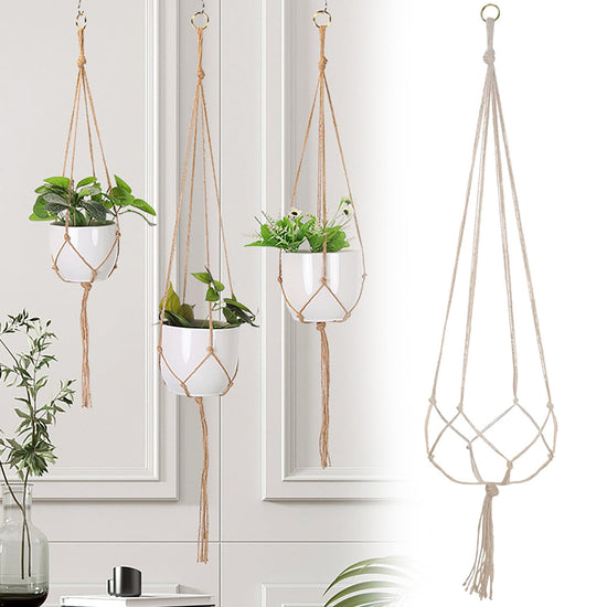 Plant Hanger Flower Pot Plant Holder for Indoor Outdoor Decorations,Indoor Hanging Planter Holder, Hanging Baskets for Plant, 1X Hanging Basket Net Bag Plant Hangers Brown