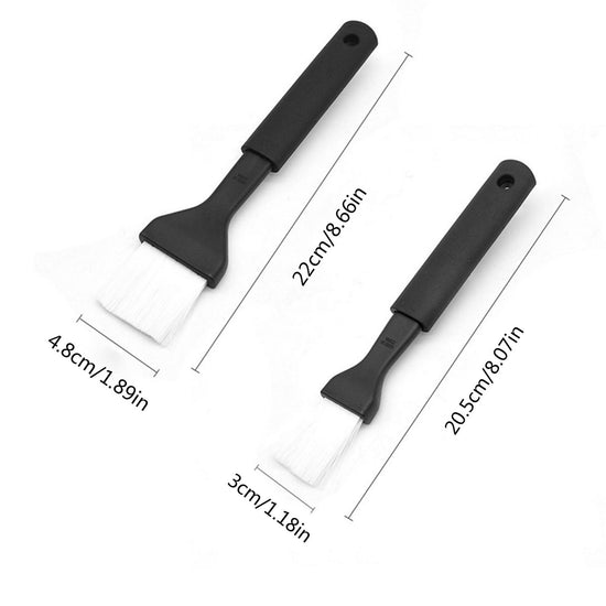 Nylon Bristle Pastry Brush Set, Basting Brush for Cooking, Comfortable Grip for Basting, Baking, Bbq, Roasting, Dishwasher Safe (2 pcs) 8.66x1.89" & 8.07x1.18" Black