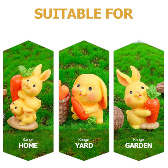8Pcs Resin Craft Rabbit Miniatures Yellow Bunny Figurines for Home Garden Easter Decoration
