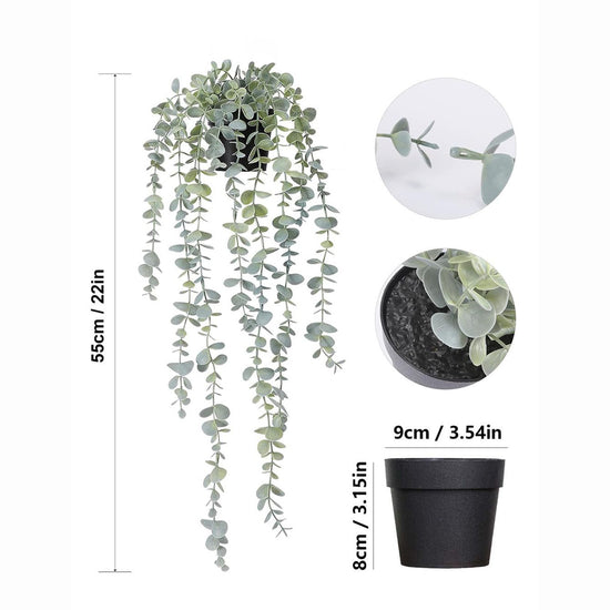 Artificial Hanging Plants Fake Eucalyptus Potted Plant Hanging Plant for Wall Room Home Indoor Outdoor Shelf Decoration