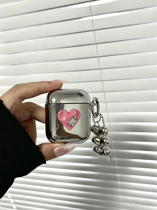 AirPods 4 Textured Pink Heart Electroplated Case + 3 Heart Charms