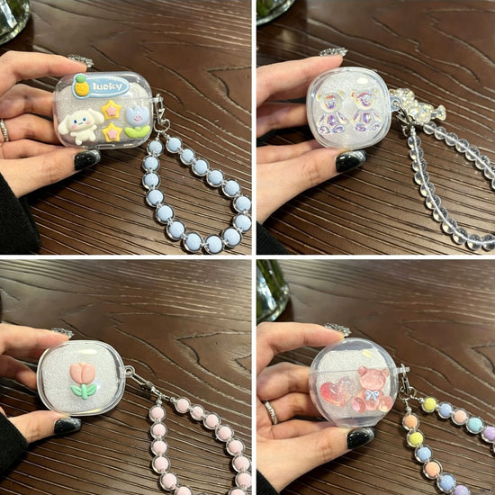 Pink Flower Clear Case + Pink Bracelet