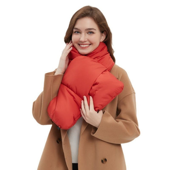 USB Heated White Duck Down Neck Warmer Beige