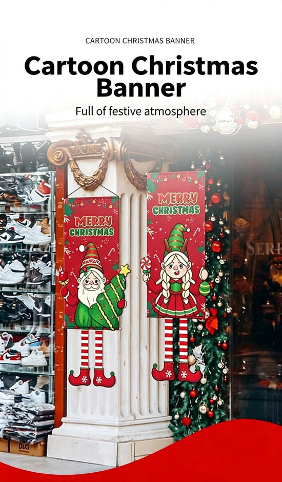 Xmas Hanging Banner Party Supplies, Christmas & Halloween Printed Background Decor Cloth, Grinch Design, 110*40cm