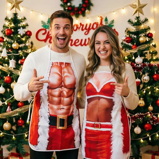 Red Muscle Man Themed Party Apron, Waterproof Stain‑proof Kitchen Bib, Decor Dress‑up Prop for Christmas & Halloween, 75*52cm