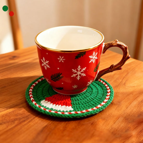 Santa Beard Shaped Cup Coasters Set of 2, Christmas & Halloween Party Table Ornament, Exquisite Holiday Souvenir Gift, Non-slip Heat Insulation Desk Mat