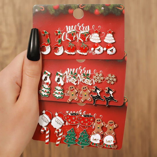 E1253-1 Cute Holiday Piercing Earrings, Christmas & Halloween Photo Prop Decor Jewelry, Versatile Daily Outfit Matching Studs, Thoughtful Holiday Giveaway Gift