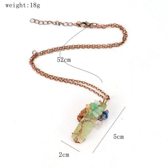 Irregular Crystal Bar Tree of Life Pendant Necklace, Antique Copper Setting, Tiger’s Eye, Christmas & Halloween Night Party Jewelry, Eye‑catching Holiday Giveaway Gift