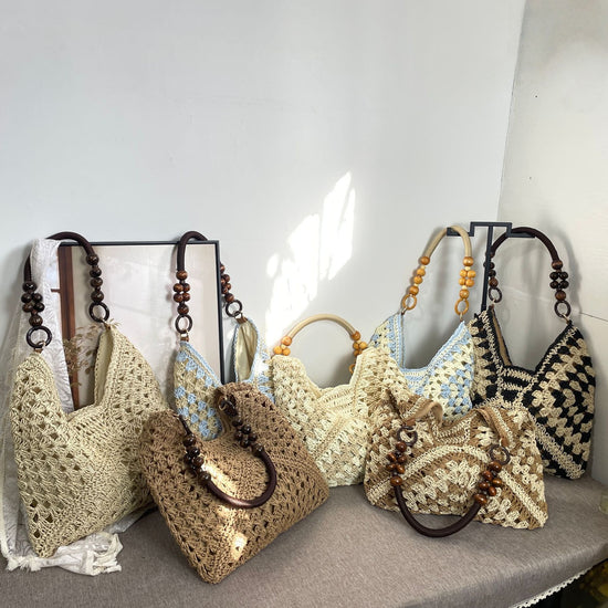 Trendy Handmade Crochet Straw Shoulder Bag, Solid Brown Paper Rope Woven Purse, Ideal for Beach Getaway & Daily Outing, Christmas Halloween Casual Fashion Present