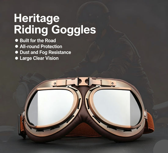 Retro Bronze Harley Helmet Riding Goggles, Wind & Sand Proof Motocross Eyewear, Bronze Frame with Smoke Grey Lens, Versatile Outdoor Cycling Accessory, Christmas Halloween Biker Holiday Gift