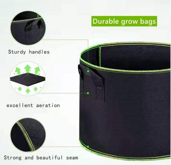 5 Pack 10 Gallon Plant Grow Bags, Non-woven Fabric Planting Pots, Reusable Breathable Garden Plant Bags, 40 x 30cm Black Planter Bags for Vegetables & Flowers
