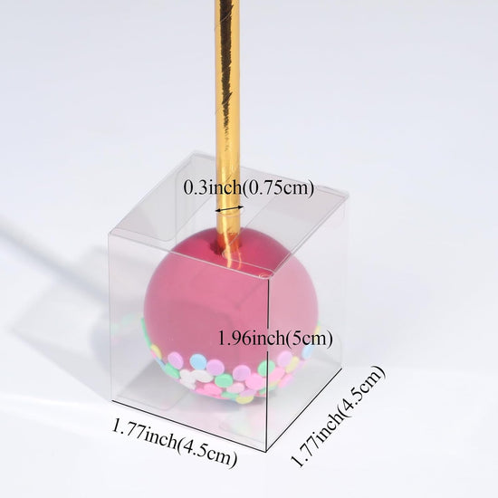 50Pcs 1.75" x 1.75" x 2" Single Clear Cake Pop Boxes Packaging with Hole Small Plastic Clear Treat Boxes for Wedding Favors Party Valentine&