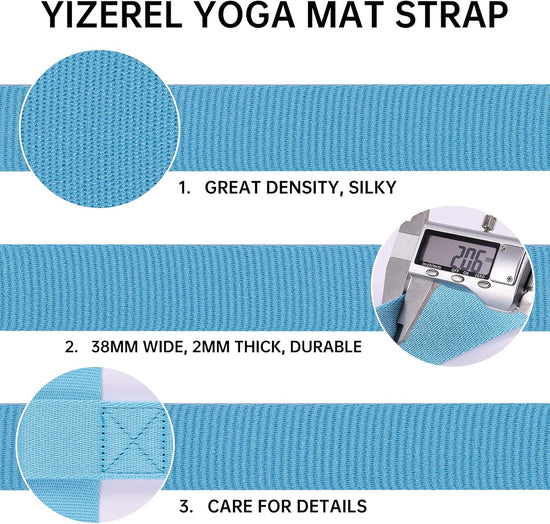 2 Packs Yoga Mat Strap for Carrying, Carrier, Adjustable Sling Exercise Black + Turquoise