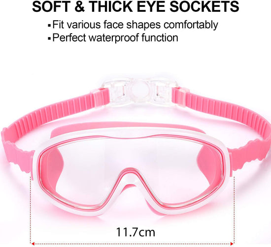 2 Pack Kids Swim Goggles, Swimming Glasses for Children from 3 to 15 Years Old Purple/Pink