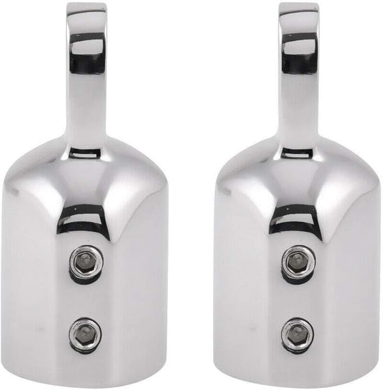 316 Stainless Steel Heavy Duty Fitting Bimini Top Cap Fits 1" (25.4mm) OD Round Tube External Eye End with Two Screws for Boat Covers Marine Hardware(2pcs)