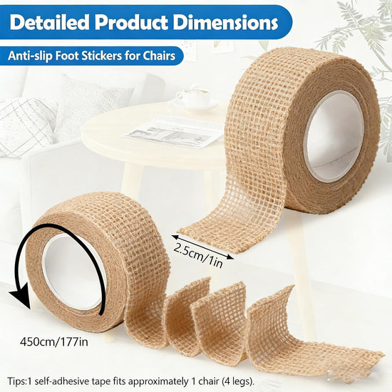 6 Rolls Floor Protector Pads for Chair Legs, Self-Adhesive Anti-Slip Furniture Tape 1" x 177", Non-Woven Wrap Hardwood Floors, Tables, Chairs, Sofas & All Legs (Skin Tone) 177",Skin Tone