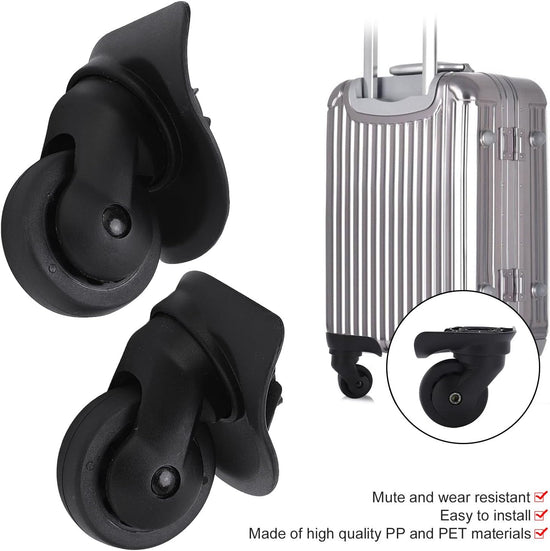 1 Pair Luggage Suitcase Wheels, Universal Replacement Wheels for Mute Swivel Casters Black