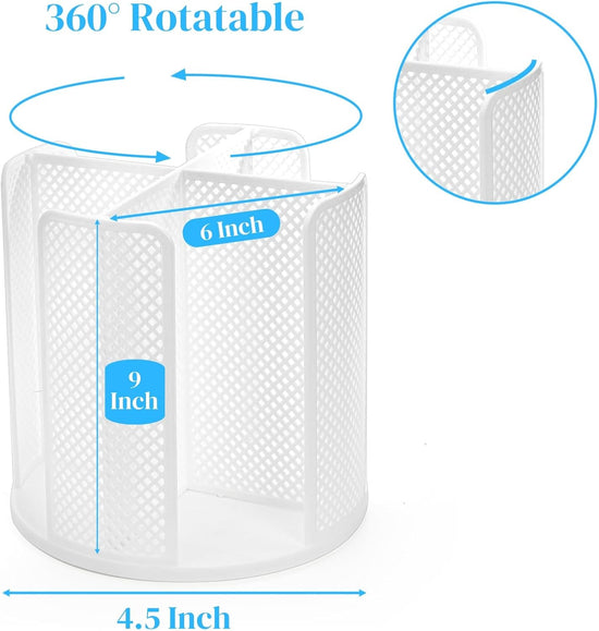2 Pack Paper Cup & Lid Holder, Rotating Coffee Cups Dispenser with 4 Compartments, Plastic Disposable Storage Organizer for Countertop Bathroom Station Bar Kitchen Office (White)