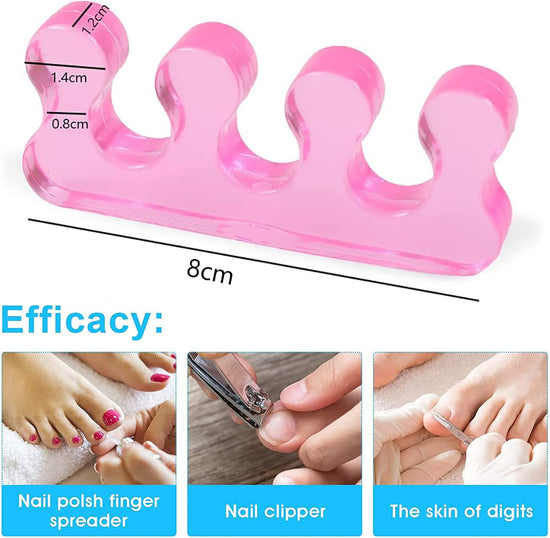 4-pack gel toe separators, gel nail polish toe separators for men and women, correctors, reusable for overlapping toes, bunions, hammertoes, relief of foot pain, pedicure and manicure