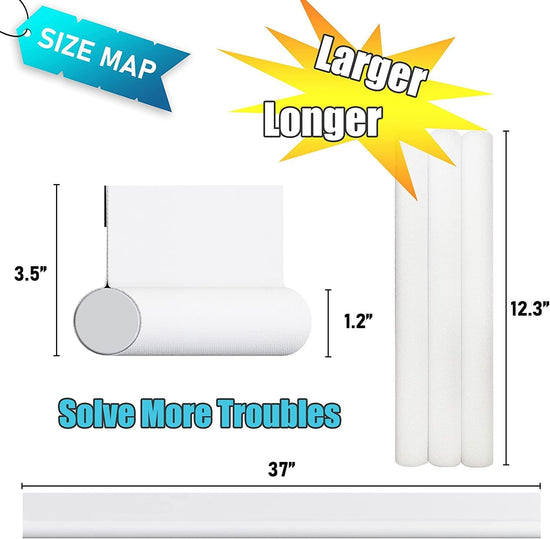 Door stopper, draft excluder, draft excluder, 37 inch, cuttable, draft excluder, insulator, sound insulation, heat insulation, insulation, insect repellent, suitable for indoor and outdoor doors, 1 pack, white