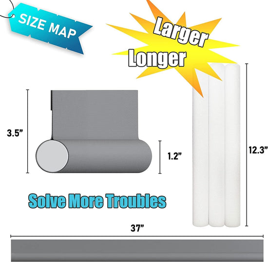 Door stopper, draft excluder, draft strip, 37 inch, cuttable, draft seal, insulator, sound insulation, heat insulation, insulation, insect repellent, suitable for indoor and outdoor doors, 1 pack, grey
