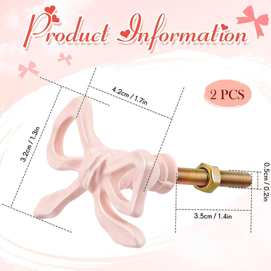 Kastdeurgreep - 2 pieces - Pink - Pink ribbon - Pink ribbon drawer knob - Dresser knob - Decorative handle - Vintage - Suitable for home - Bedroom - Hardware cabinet - Kitchen - Glass door - Wardrobe
