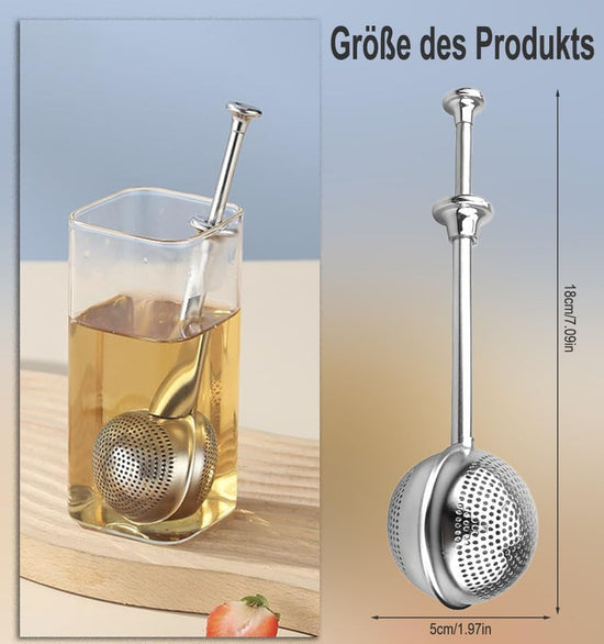 Set of 2 separate tea filters - Tea filter with telescopic handle - Tea strainer made of 304 stainless steel - Flour sieve made of stainless steel - Powder dispenser - Suitable for sugar, flour, spices and cocoa powder (B)