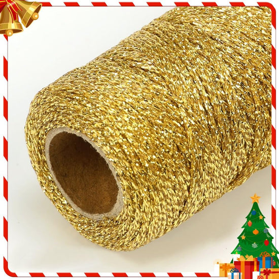 Henneptouw - Golden henneptouw - 100m gold Christmas ribbon - For gift wrapping - Christmas decoration - Party decoration - DIY - Sewing supplies