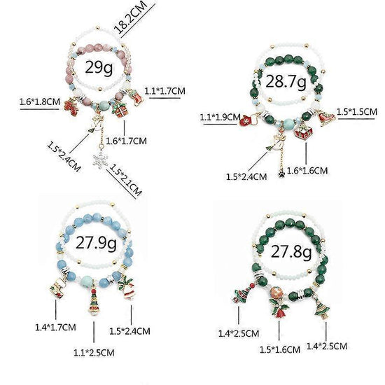 Christmas Charms for Women Adjustable Stretch Bracelet Christmas Tree Santa Snowman Jewelry 2pcs