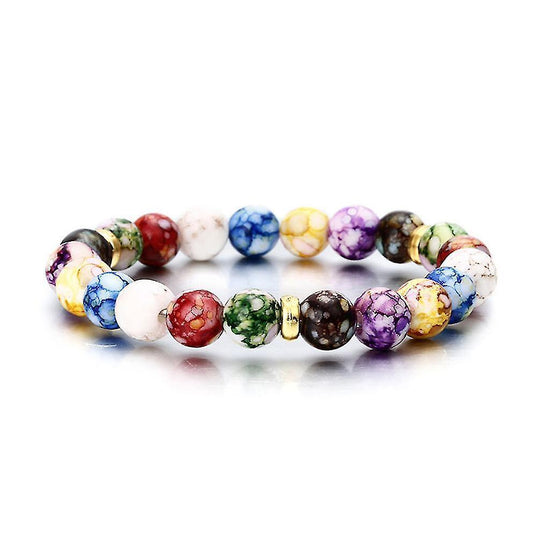 Colorful Beads Rainbow Healing Crystal Chakra Yoga Hologram Bracelets For Women