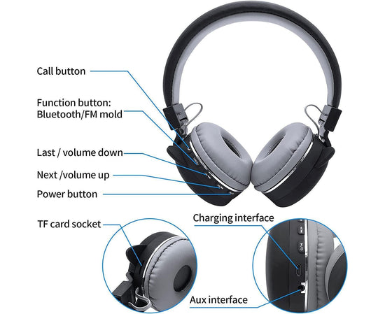 Cartoon Wireless Headphones - Stereo Sound - Cute Black Cat Headphones for babies