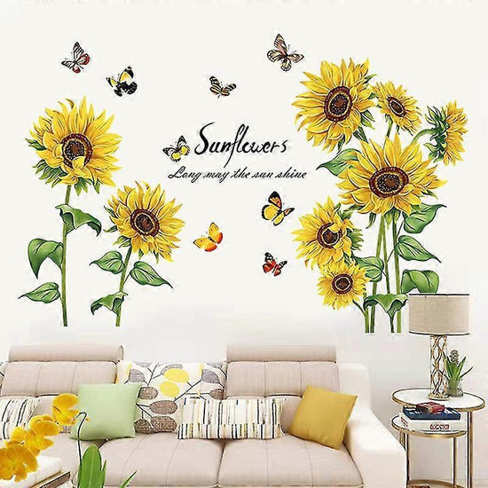 2 Pcs Wall Stickers The Sunflower Wall Stickers Mural Decals For Bedroom Living Room Wall