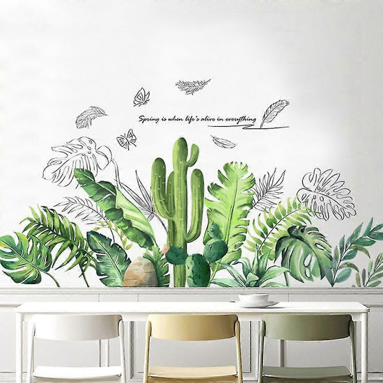 2 Pcs Wall Stickers Green Foliage Wall Stickers Mural Decals For Bedroom Living Room Wall