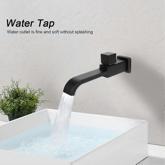 G1/2 Modern Brass Wall Mounted Faucets Bathroom Wall Mounted Faucet Single Hole Cold Water Faucet for Kitchen Bath Wash Basin Sink Matte Black