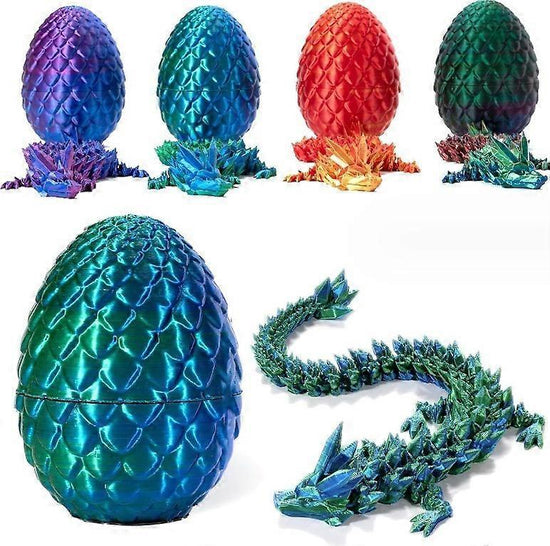 3D Printed Dragon in Egg, Full Articulated Dragon Crystal Dragon with Dragon Egg