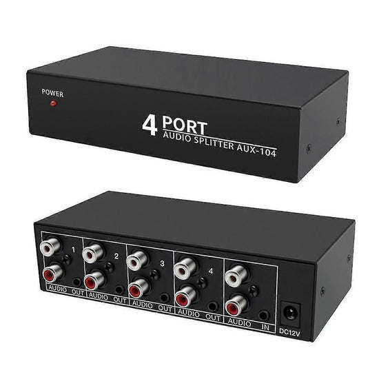 1 In 4 Out RCA Stereo Audio Splitter for PC/DVD