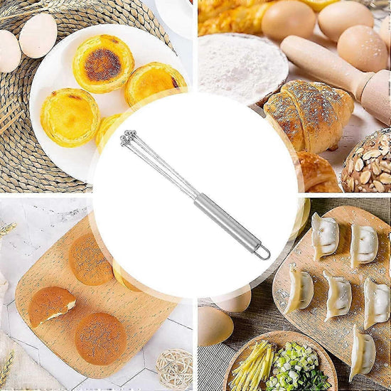 Stainless Wire Egg Whisk - 12inch Kitchen Broom for Mixing, Beating, Cooking