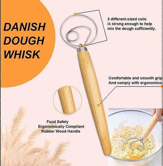 Dough Whisk Set of 3 - Handcrafted Dough Mixing Tools