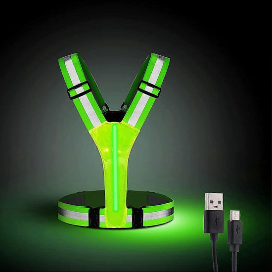 USB Rechargeable LED Vest, Reflective Running Gear for Night Jogging & Cycling