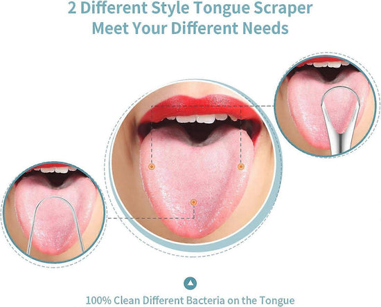 4PCS Stainless Steel Tongue Scrapers, Metal Oral Cleaner for Bad Breath - Family Pack