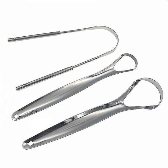 3PCS Stainless Tongue Scrapers, Oral Care Tool for Fresh Breath & Bad Breath Prevention