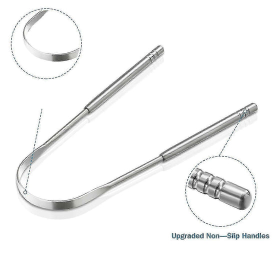 3 Pack Stainless Steel Tongue Scrapers, Portable Metal Tongue Cleaner for Oral Care