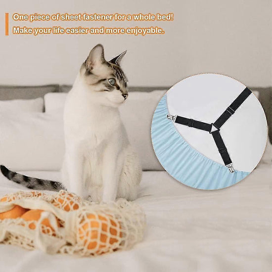 6-Way Bed Sheet Holder Straps, Heavy Duty Clips for Round/Square Mattresses