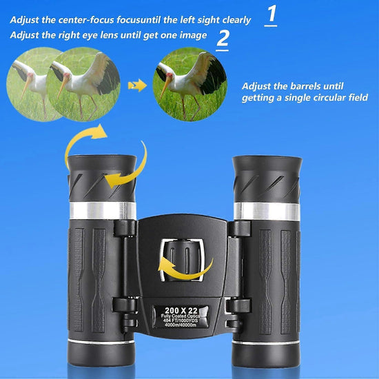 200x22 HD Binoculars for Adults High Power Compact Travel Bird Watching Binoculars